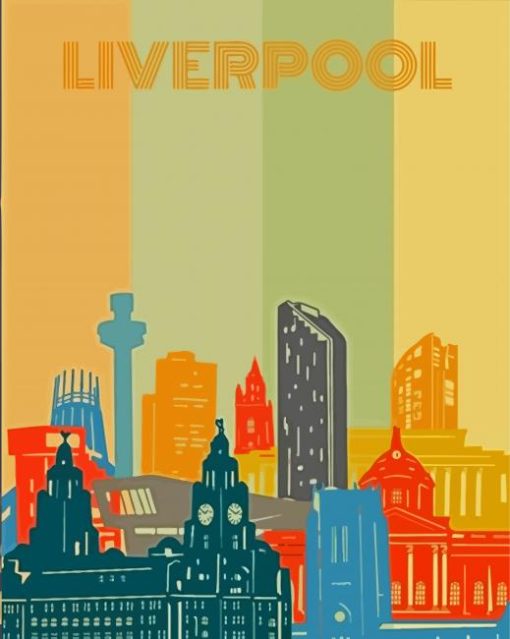 Liverpool Skyline Poster Illustration Diamond Paintings