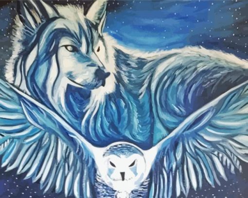 Owl And Wolf Art Diamond Paintings