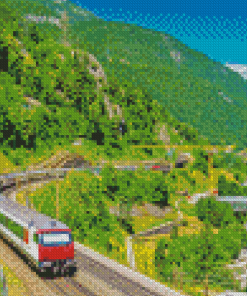 Train In Alps Switzeland Diamond Paintings