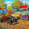 Vintage Old Cars In Yard Diamond Paintings