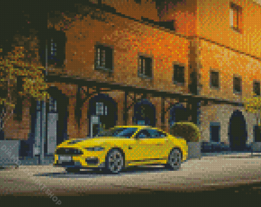 Yellow Mach 1 Mustang Car Diamond Paintings