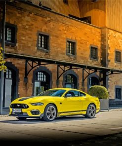 Yellow Mach 1 Mustang Car Diamond Paintings