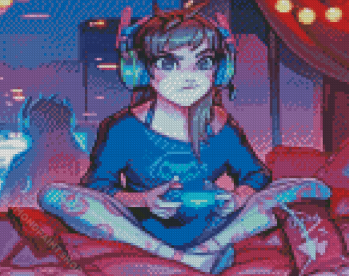 Aesthetic Gamer Girl Illustration Diamond Paintings