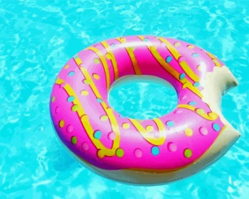 Aesthetic Pink Donut In Pool Diamond Paintings