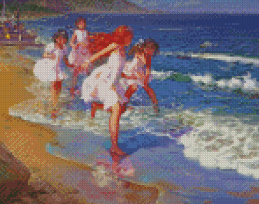 Anime Children On Beach Diamond Paintings