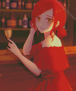 Anime Girl In Red Dress Diamond Paintings