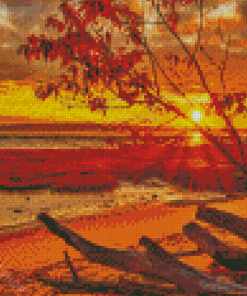 Beach Fall Sunset Diamond Paintings