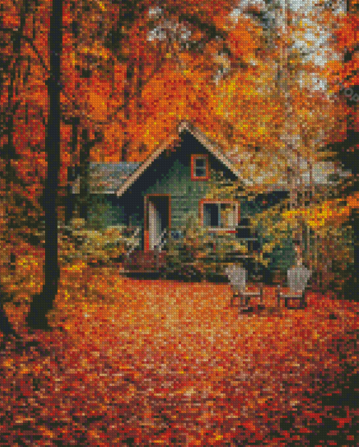 Cool Fall Cabin Diamond Paintings