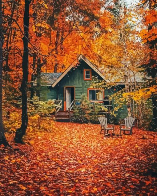 Cool Fall Cabin Diamond Paintings