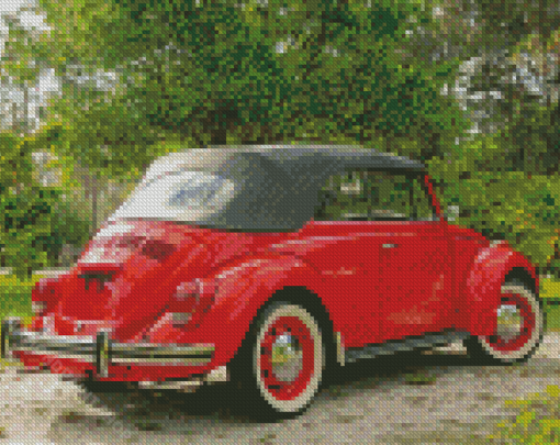 Cool Red Vw Super Beetle Convertible Diamond Piantings