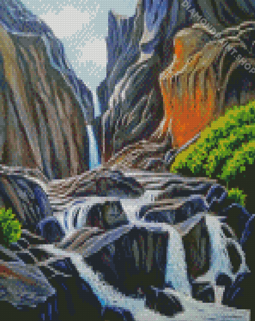 Cool Rocky Mountain Waterfall Diamond Paintings