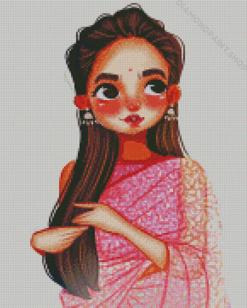 Cute Indian Cartoon Lady Diamond Paintings