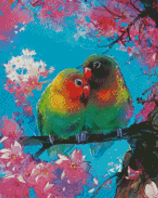 Cute Red Lovebirds Diamond Paintings