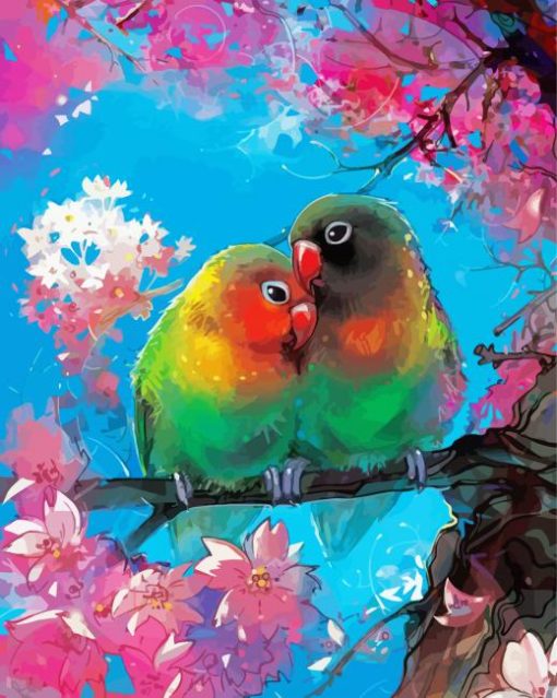 Cute Red Lovebirds Diamond Paintings