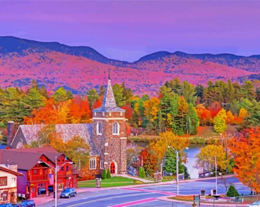 Lake Placid Village Diamond Paintings