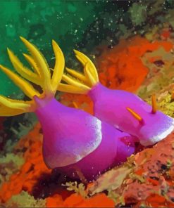 Purple Yellow Sea Slug Diamond Paintings