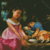 Babies And Kitten Diamond Paintings