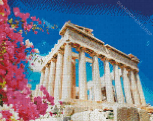 Bloossoms Parthenon Greec Diamond Paintings