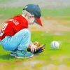 Boy Playing Baseball Diamond Paintings