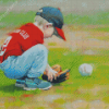 Boy Playing Baseball Diamond Paintings