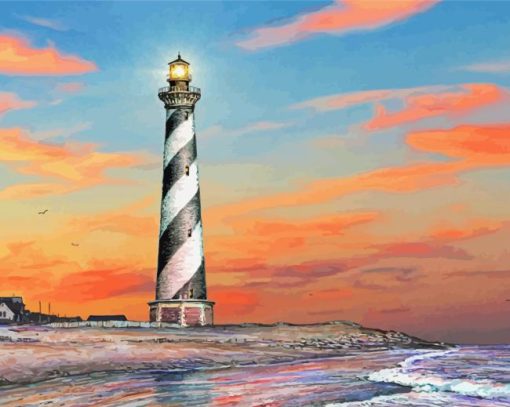 Cape Hatteras Lighthouse Illustration Diamond Paintings