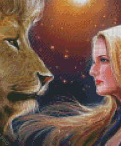 Lion And Girl Art Diamond Paintings