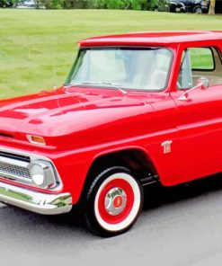 Red 64 Chevy Stepside Truck Diamond Paintings