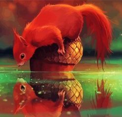 Red Squirrel On Acorn Diamond Paintings