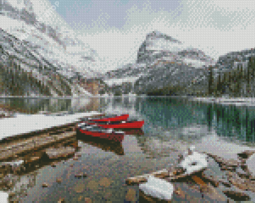 Red Canoe Canada Winter Diamond Paintings