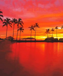 Sunset At Kahala Beach Diamond Paintings