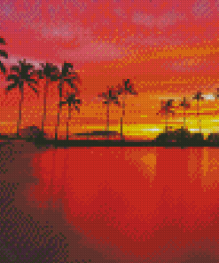 Sunset At Kahala Beach Diamond Paintings