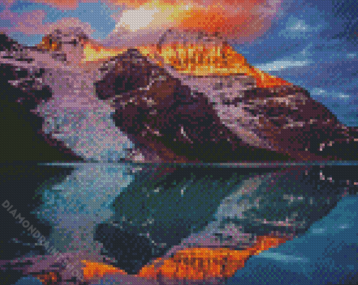 Sunset At Mount Robson Reflection Diamond Paintings