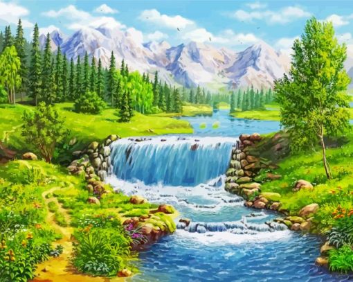 Water Streams Landscape Art Diamond Paintings