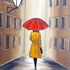 Aesthetic Girl With Red Umbrella Art Diamond Paintings