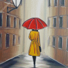 Aesthetic Girl With Red Umbrella Art Diamond Paintings