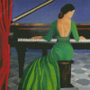 Aesthetic Lady And Her Piano Diamond Paintings