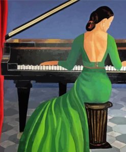 Aesthetic Lady And Her Piano Diamond Paintings