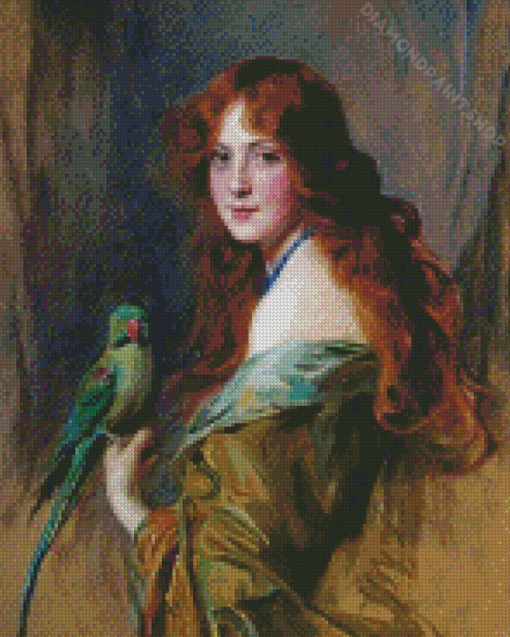 Aesthetic Parrot And Lady Diamond Paintings