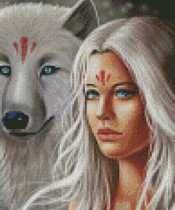 Aesthetic Wolf And Girl Diamond Paintings