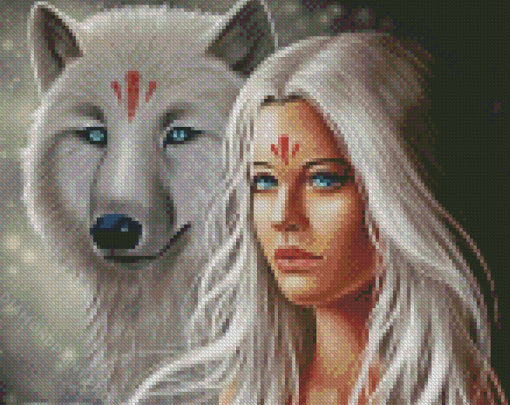 Aesthetic Wolf And Girl Diamond Paintings