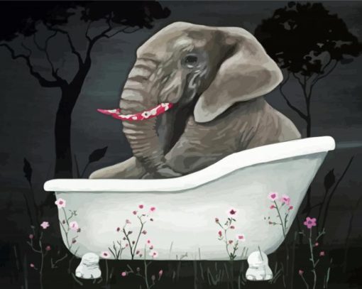 Aesthetic Elephant In A Bathtub Diamond Paintings