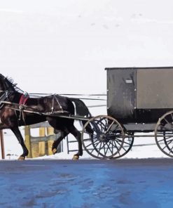 Amish Buggy In Snow Diamond Paintings