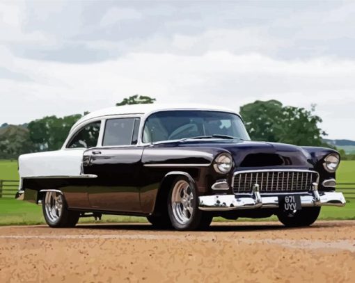 Black 1955 Chevrolet Car Diamond Paintings