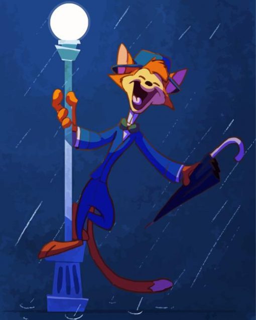 Cat Singin In Rain Diamond Paintings