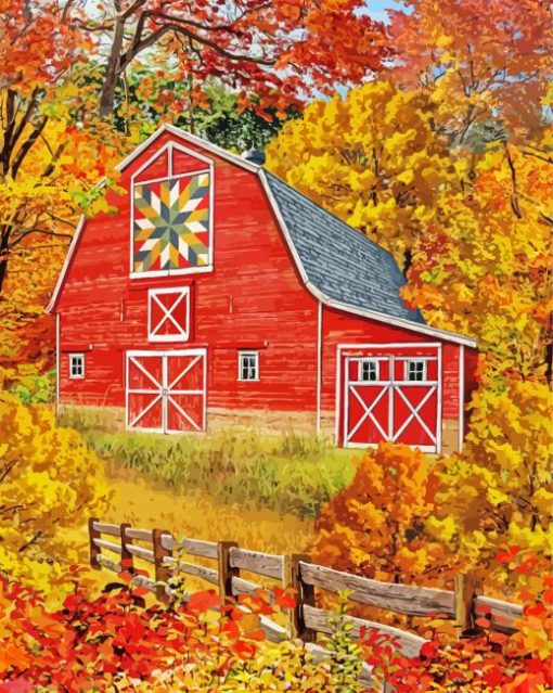 Fall Barn Art Diamond Paintings