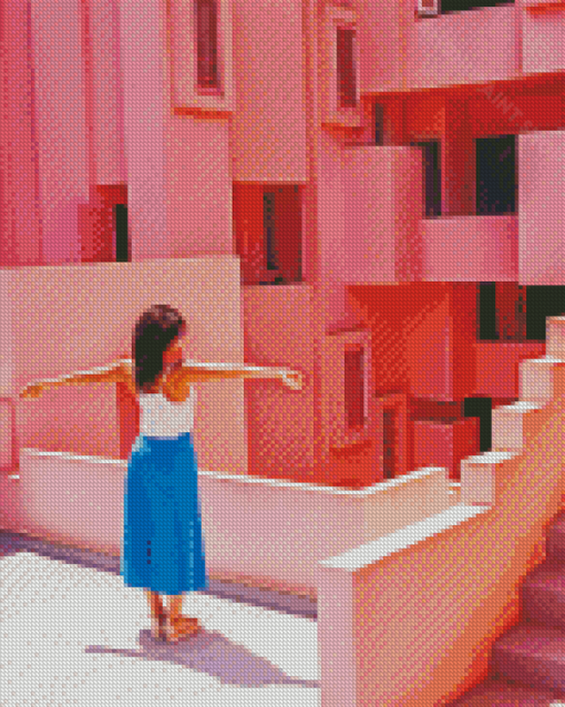 Follow Me To Pink Building Diamond Paintings