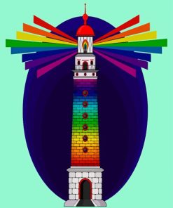 Lighthouse With Rainbow Art Diamond Paintings