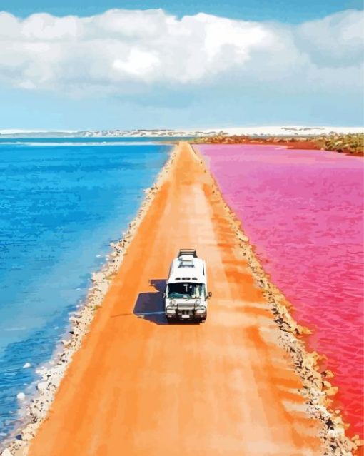 Pink Lake Australia Diamond Paintings