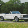 White Mustang Convertible Car Diamond Paintings