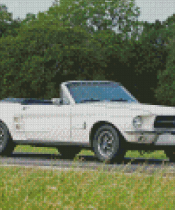 White Mustang Convertible Car Diamond Paintings